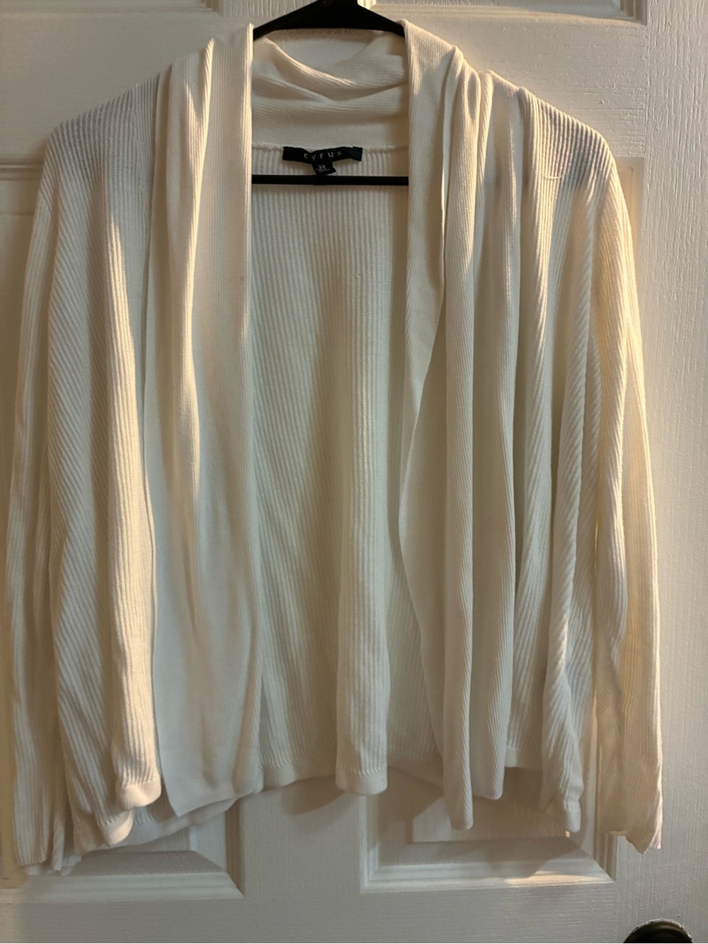 Cyrus Ivory Ribbed Open Front Cardigan Sweater 2X